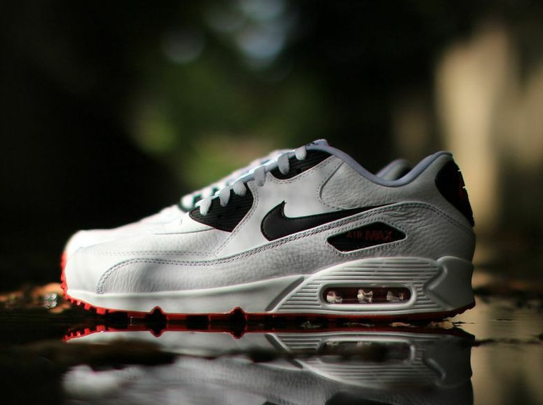 Nike Air Max 90 Leather White Black Red 03