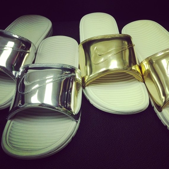 Nike Gold Silver Benassi Slide