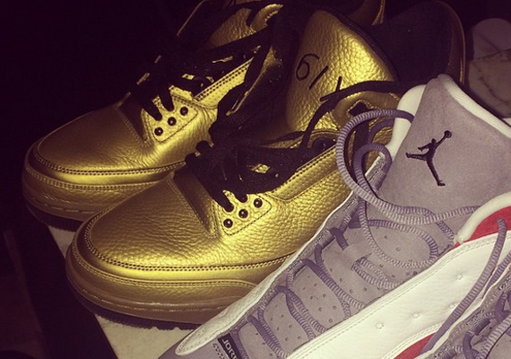 Drake Shares A Closer Look At His Air Jordan 3 “Gold” PE