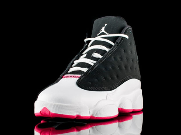 black white and pink jordan 13