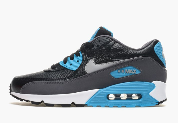 Nike Air Max 90 Leather - Black - Wolf Grey - Blue Legion