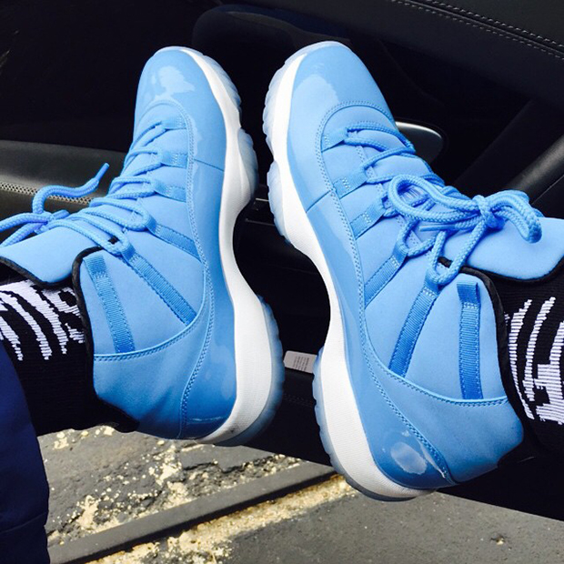 legend blue 11s on feet