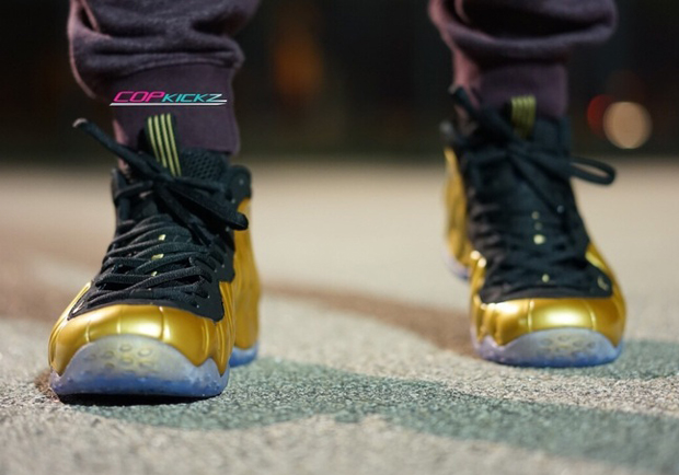 Nike Air Foamposite One Gold On Feet Images 05