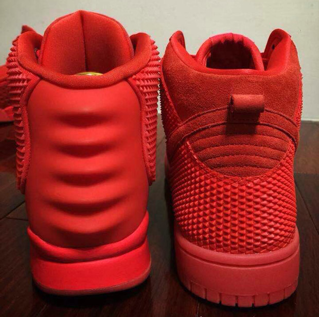 Comparing The Red October Nike Dunk High And Yeezy 2 3