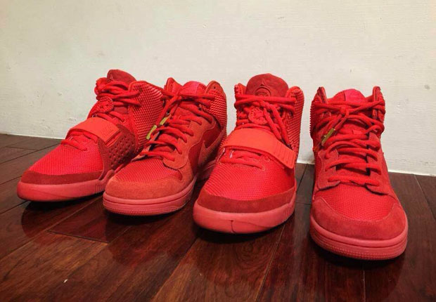 Comparing The Red October Nike Dunk High And Yeezy 2 4