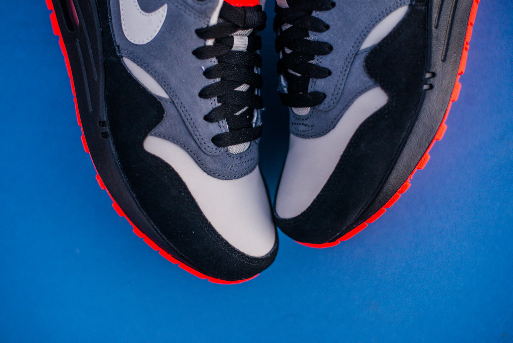 Nike Air Max 1 Leather Granite Black Hot Red 7
