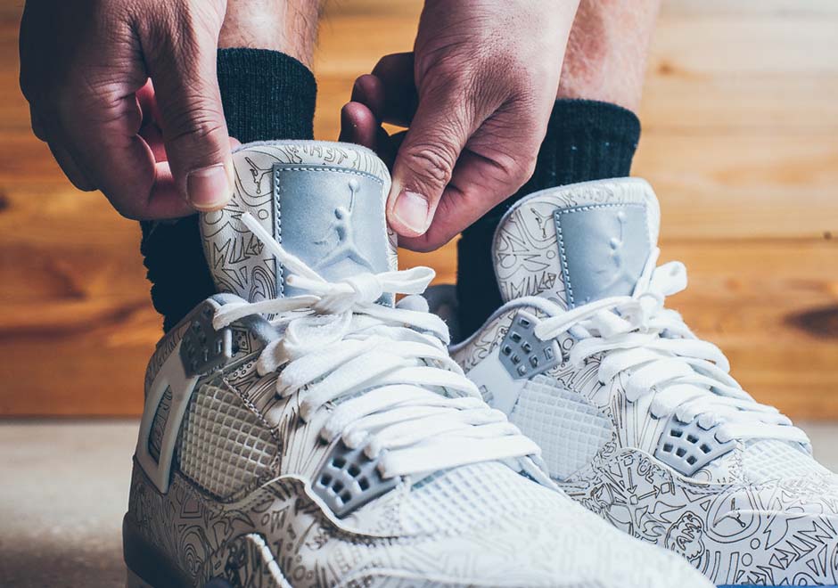 Air jordan 4 laser clearance on feet