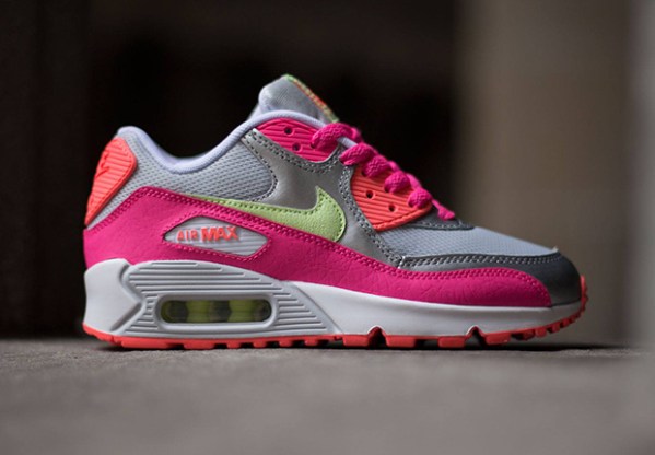 Nike Air Max 90 GS - Pure Platinum - Liquid Lime - Pink - SneakerNews.com