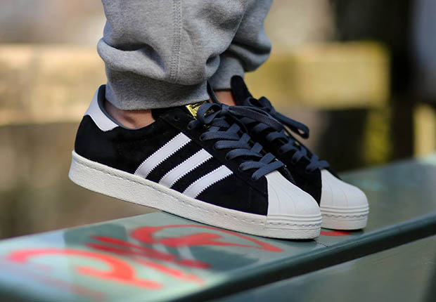 adidas Originals Superstar 80s Suede - Black - White - SneakerNews.com