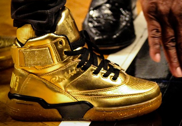 gold patrick ewing shoes