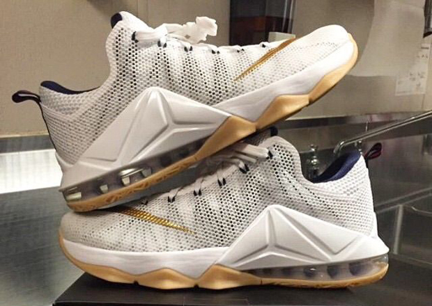 Nike LeBron 12 Low in White, Gold, and Gum