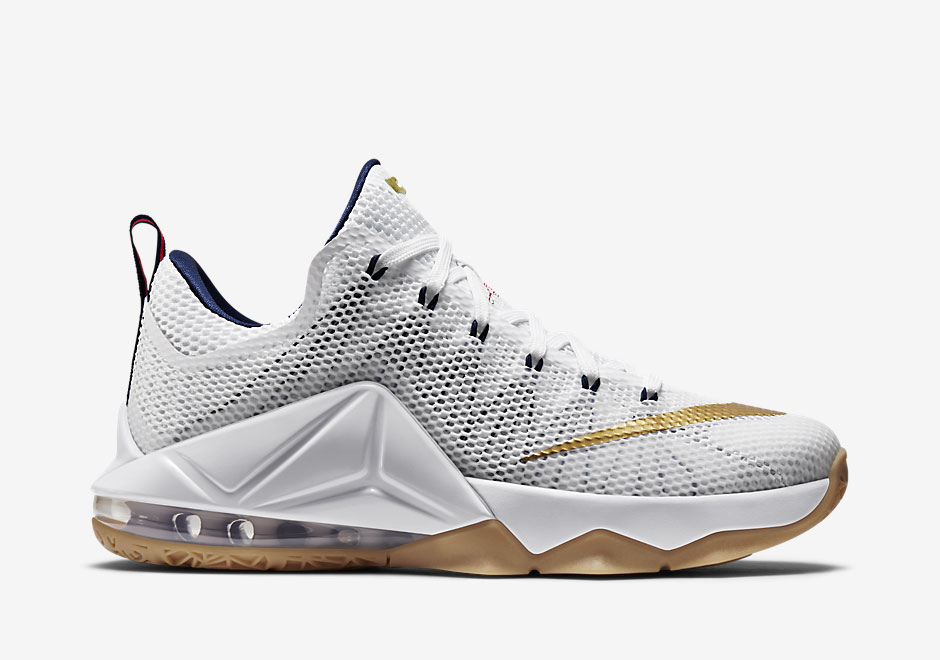Lebron 12 Low White Navy Red Gum 1