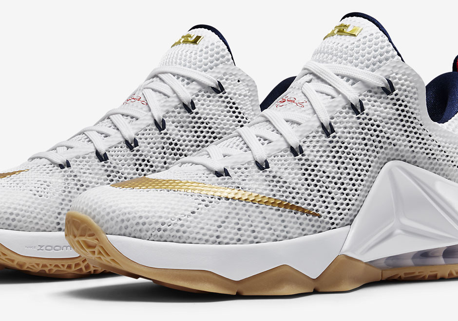 Lebron 12 Low White Navy Red Gum Summary