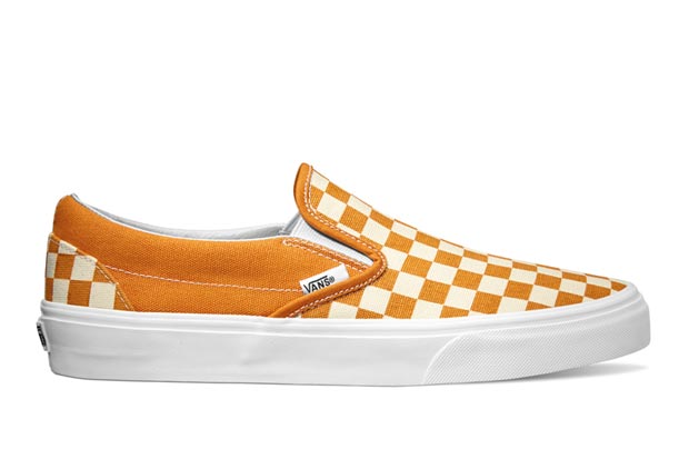 checkered vans orange