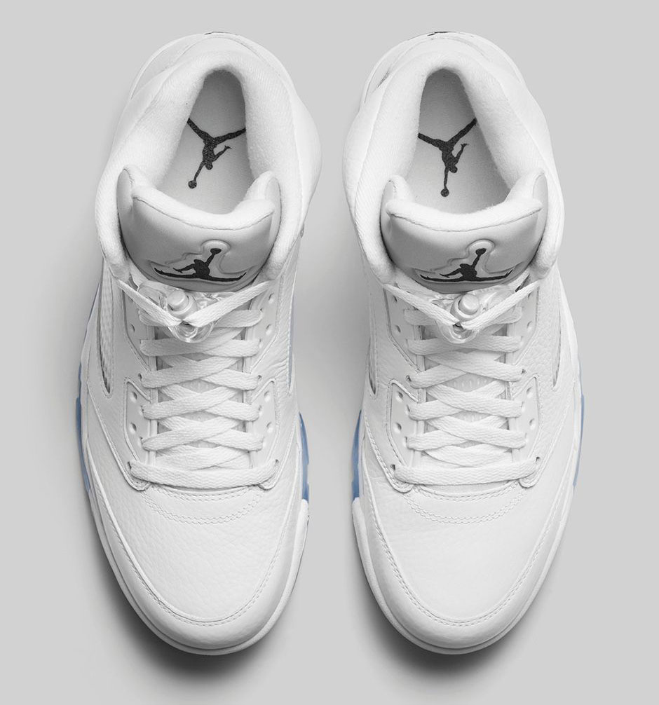 White Metallic Jordan 5 Shoes 7