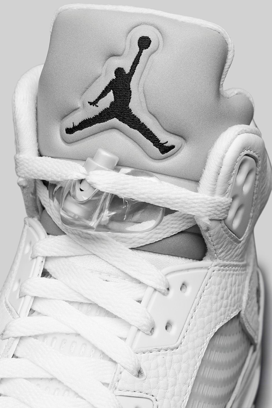 White Metallic Jordan 5 Shoes 8