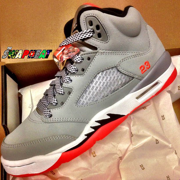 jordan retro 5 grey and red