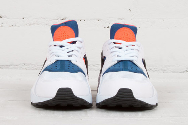 nike huarache white orange and blue