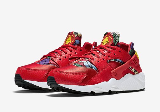 Hawaiian Floral Print Paired With Red on the Nike Air Huarache