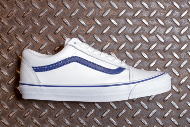 white and navy blue vans