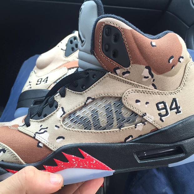 The Details That Make Up The Supreme x Air Jordan 5 Desert Camo 