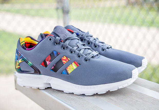 adidas trainers zx flux multicolor print accents 1