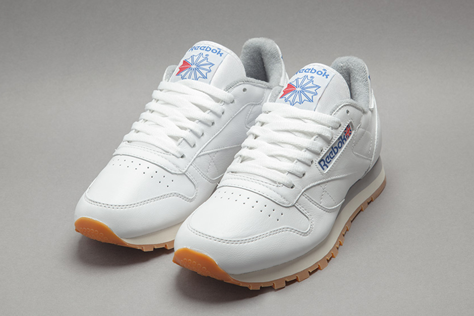 Reebok classic white hot sale gum sole