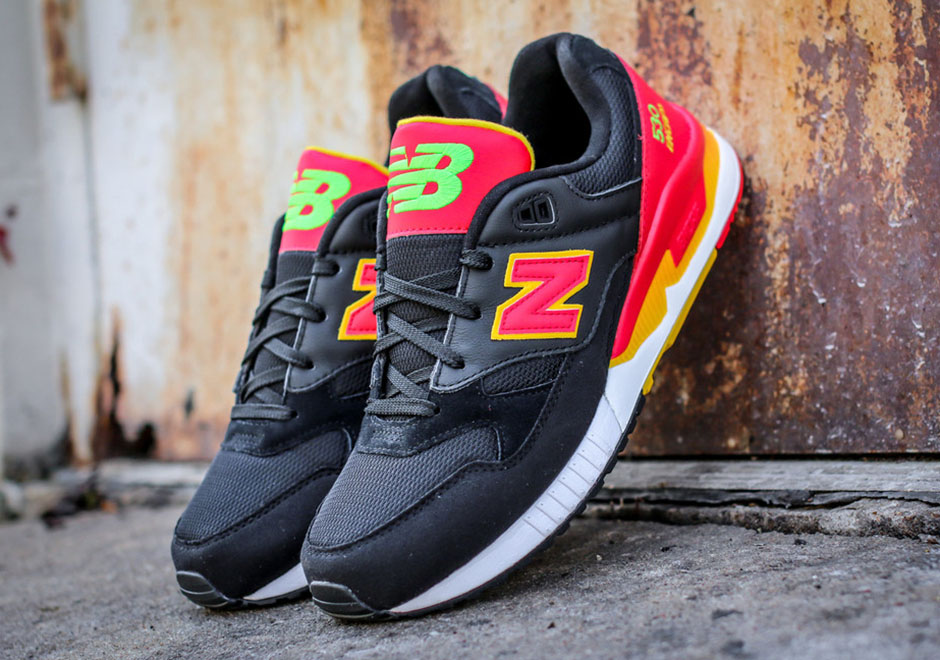 New Balance 530 Black Red Yellow Lime