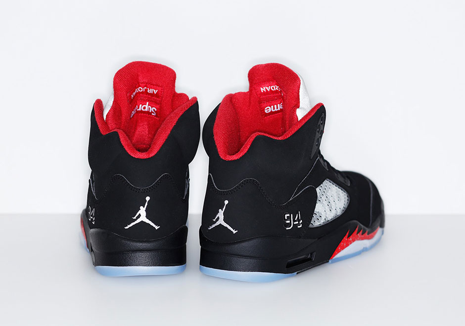 Nike Air Jordan Retro 5 V Supreme Black Fire Red Size 15 New DS 2015 Sample