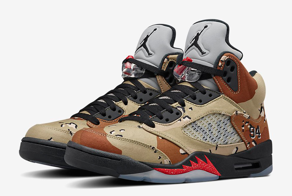 Supreme x Air Jordan V Desert Camo - Tag | SneakerNews.com