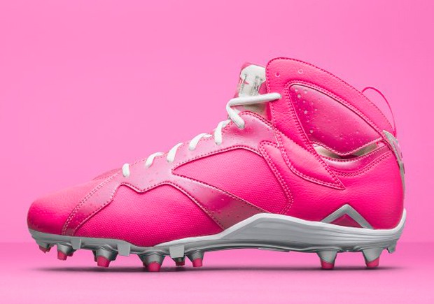 Air Jordan 7 Kay Yow Football Cleat Think Pink 02