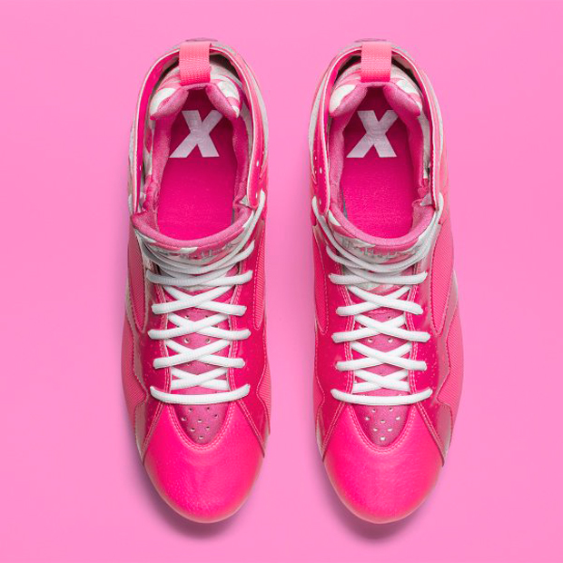 Air Jordan 7 Kay Yow Football Cleat Think Pink 03