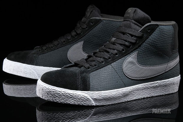 Nike Blazer Mid Croc Black Dark Grey Sequoia 3
