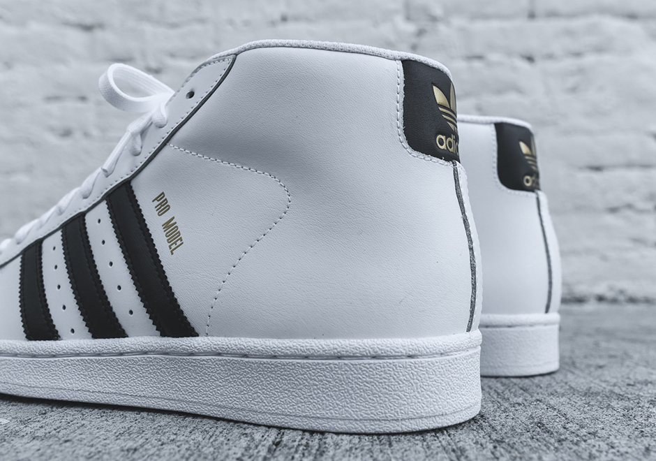 Adidas Pro Model Shoes - White / Core Black / Gold Metallic | Flatspot