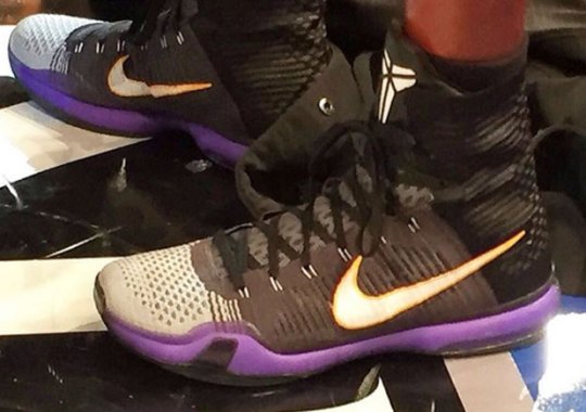 Kobe Bryant Wears A New preschool nike shox black purple sneakers PE For Potential Final Game At MSG