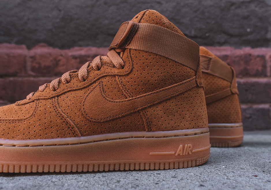 nike air force 1 high top brown suede