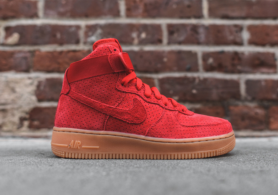 red high top nike air force ones