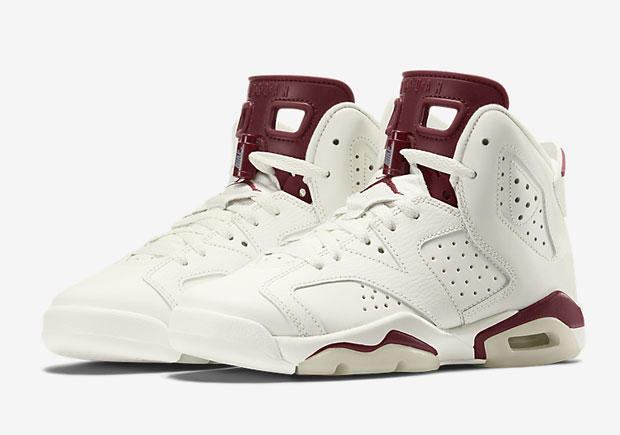 white and maroon jordan 6