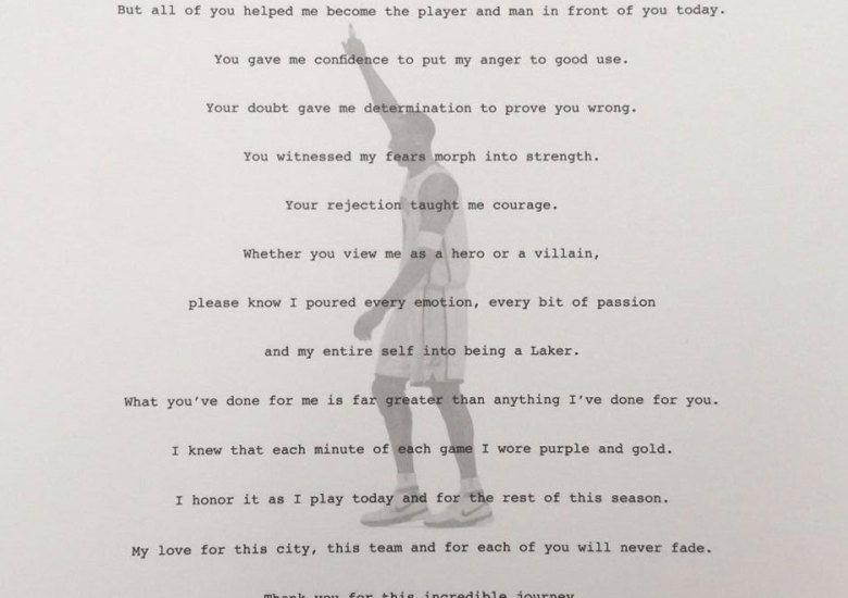 Kobe Bryant’s Retirement Letter To Laker Fan Hits eBay