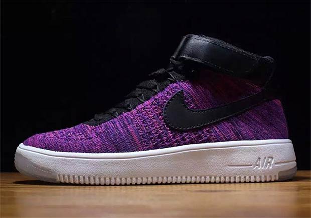 Purple Flyknit On The Nike Air Force 1 Mid