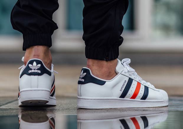 adidas superstar blue and red stripes