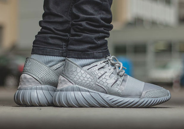 Reflective Silver Snakeskin Matches Up With The adidas Tubular Doom