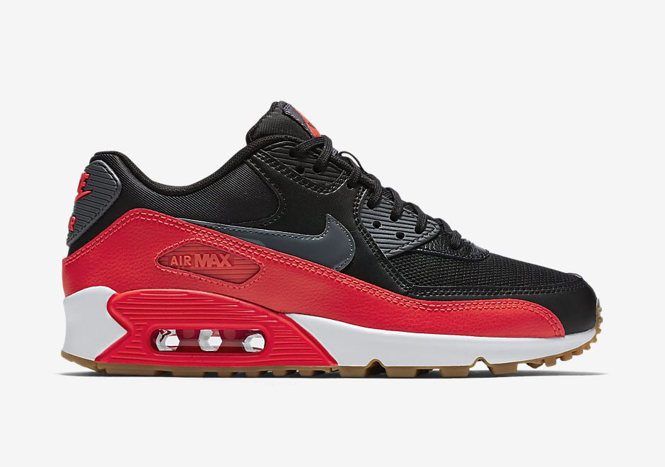 Nike Wmns Air Max 90 Black Bright Crimson Gum 2