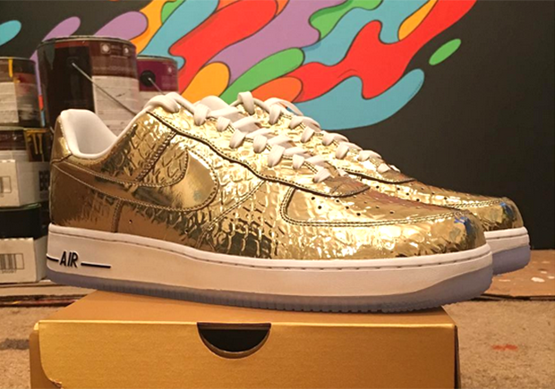 Nike Created Special Edition Air Force 1s In Gold For Superbowl 50