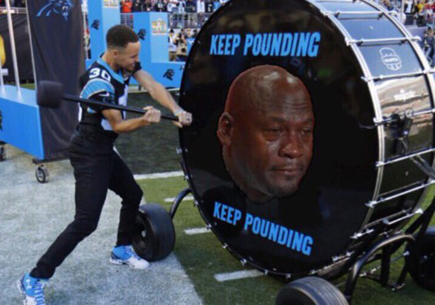 Steph Curry Reveals His Emotions After Panthers Loss Using Michael Jordan Crying Meme