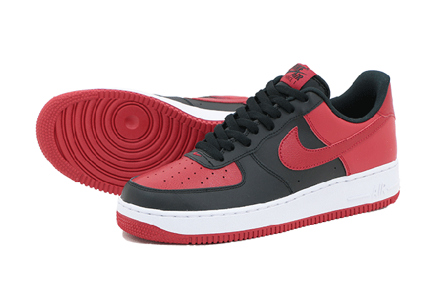 red and black low top air force ones