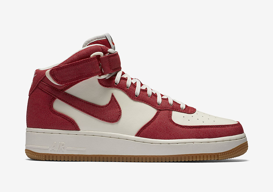 Red Denim Twill Hits The Nike Air Force 1 Mid - SneakerNews.com