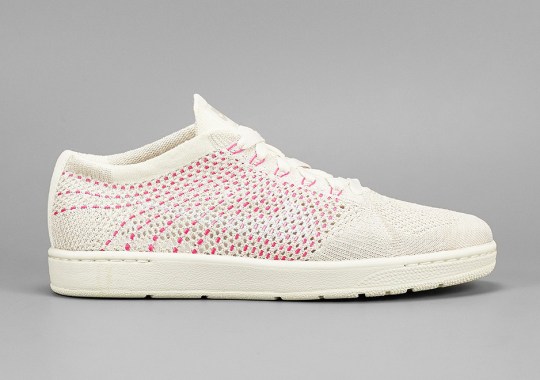 Nike Tennis Classic Flyknit In White And Pink