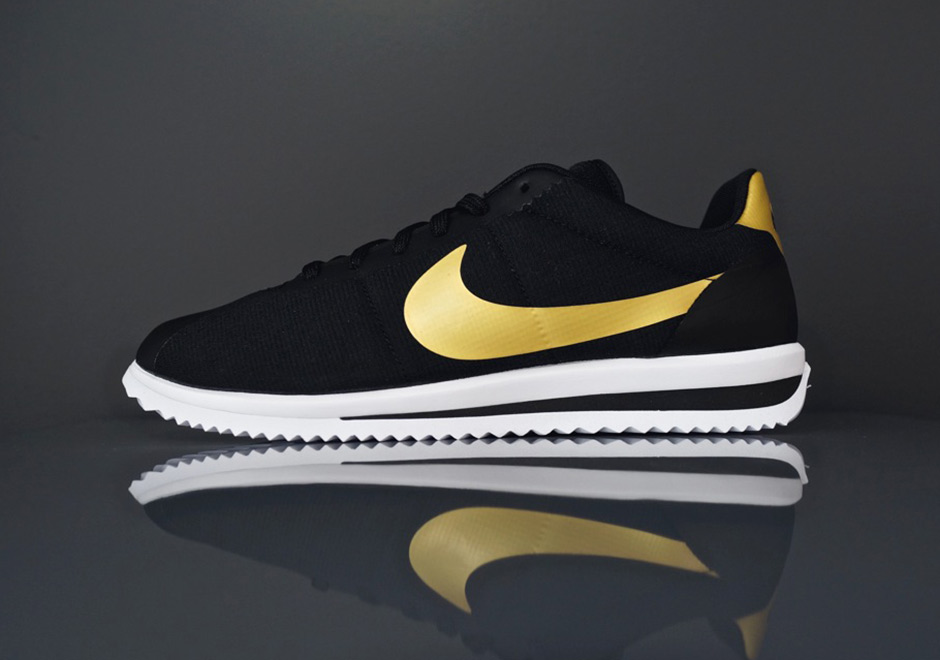 nike cortez black with gold