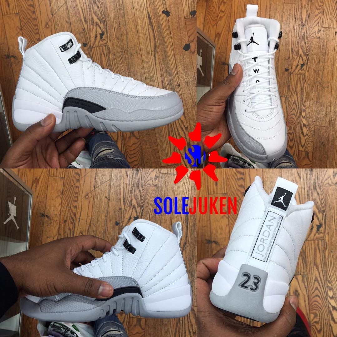 Air Jordan 12 White Grey Black Kids 02